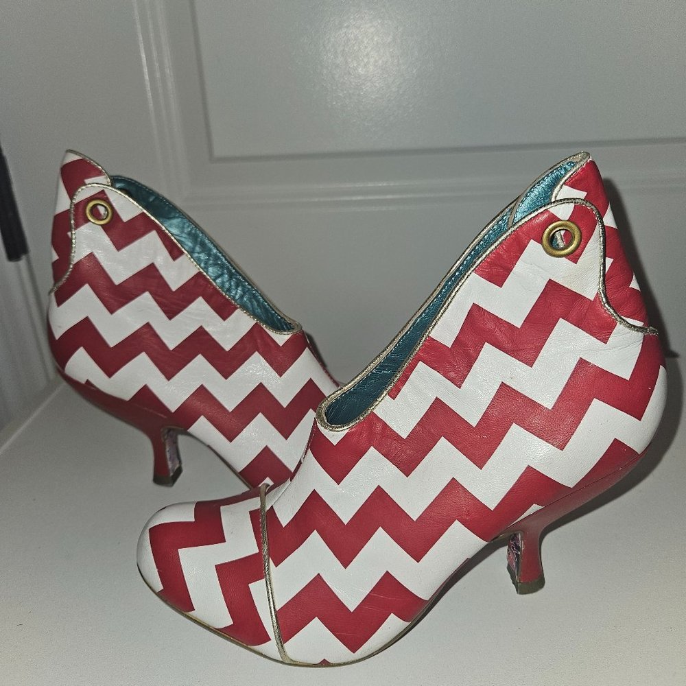 Irregular Choice Kitten Heel Zig Zag Stripe Bootie